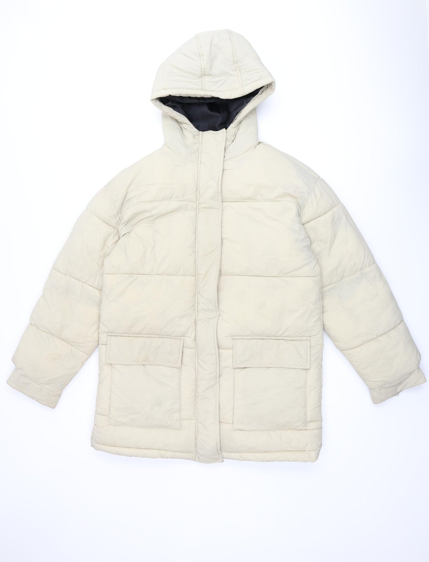 Topshop Womens Beige Puffer Jacket Coat Size 10 Zip