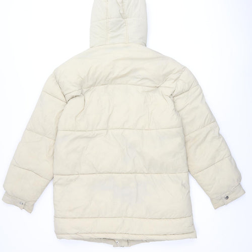 Topshop Womens Beige Puffer Jacket Coat Size 10 Zip