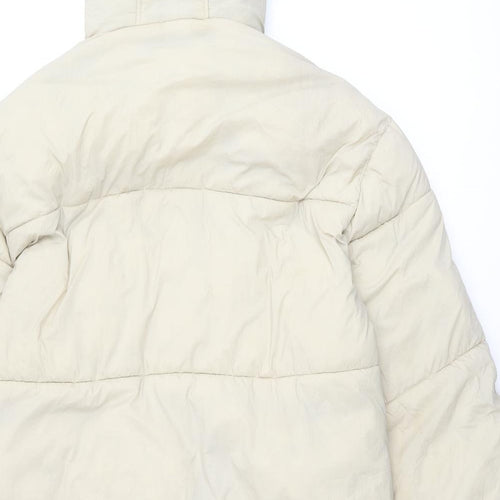 Topshop Womens Beige Puffer Jacket Coat Size 10 Zip