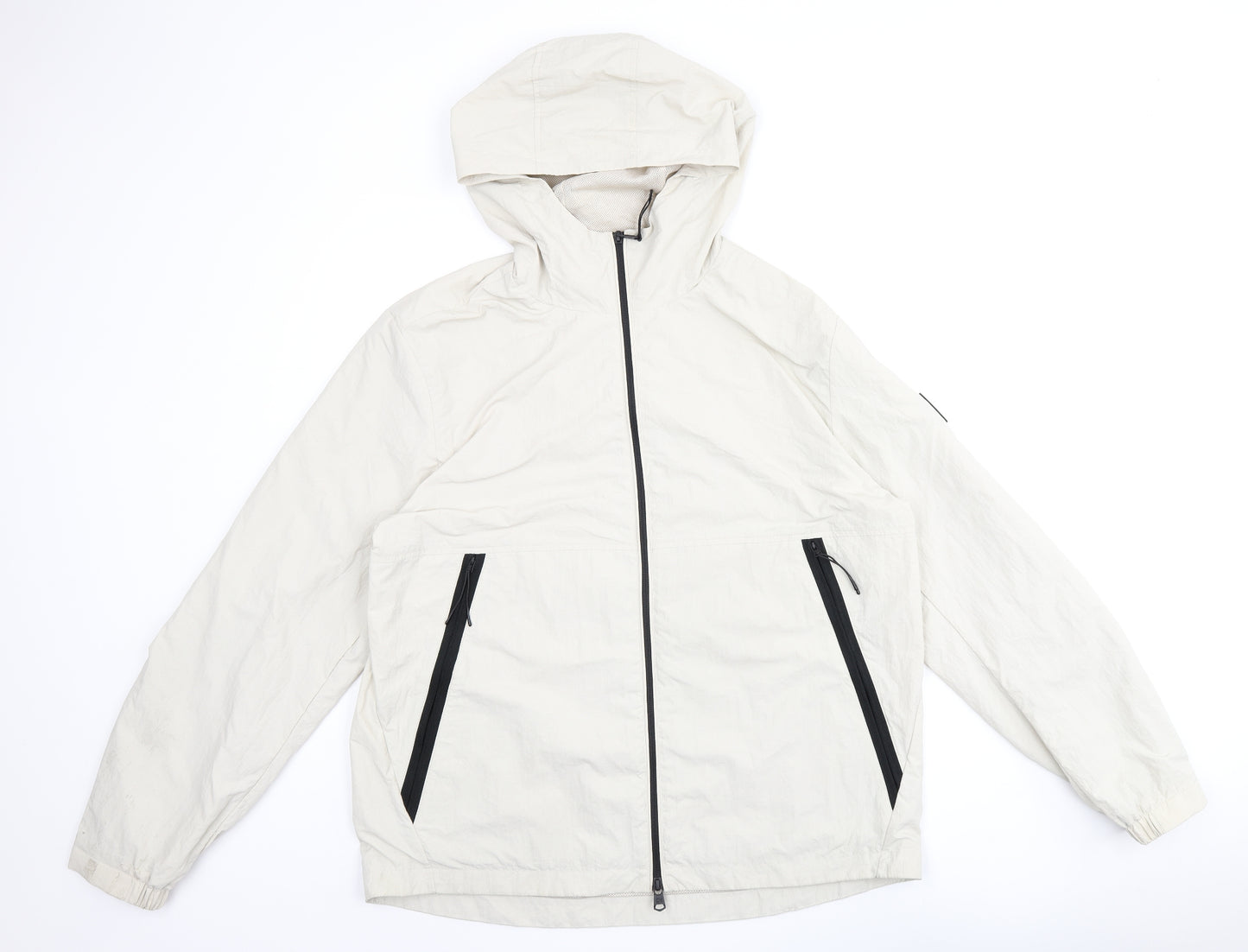 Calvin Klein Womens Beige Rain Coat Coat Size XL Zip