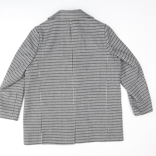 Marks and Spencer Womens Grey Plaid Overcoat Coat Size 18 Button
