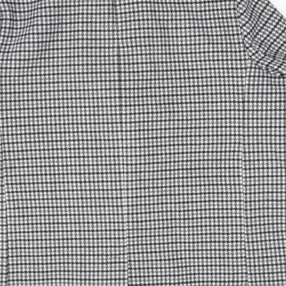 Marks and Spencer Womens Grey Plaid Overcoat Coat Size 18 Button
