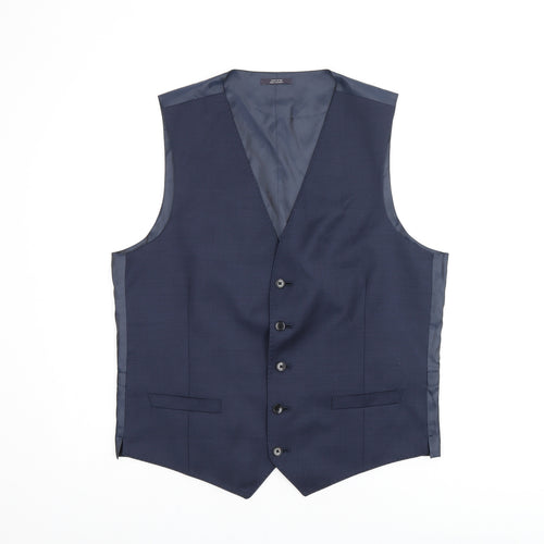 Marks and Spencer Mens Blue Wool Jacket Suit Waistcoat Size 40 Regular