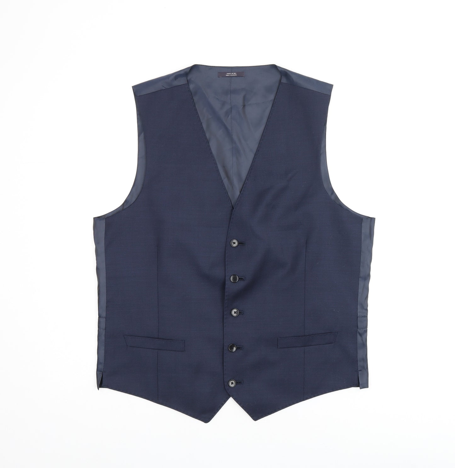 Marks and Spencer Mens Blue Wool Jacket Suit Waistcoat Size 40 Regular
