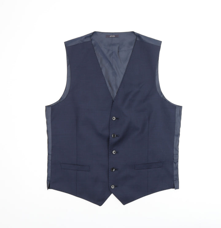 Marks and Spencer Mens Blue Wool Jacket Suit Waistcoat Size 40 Regular