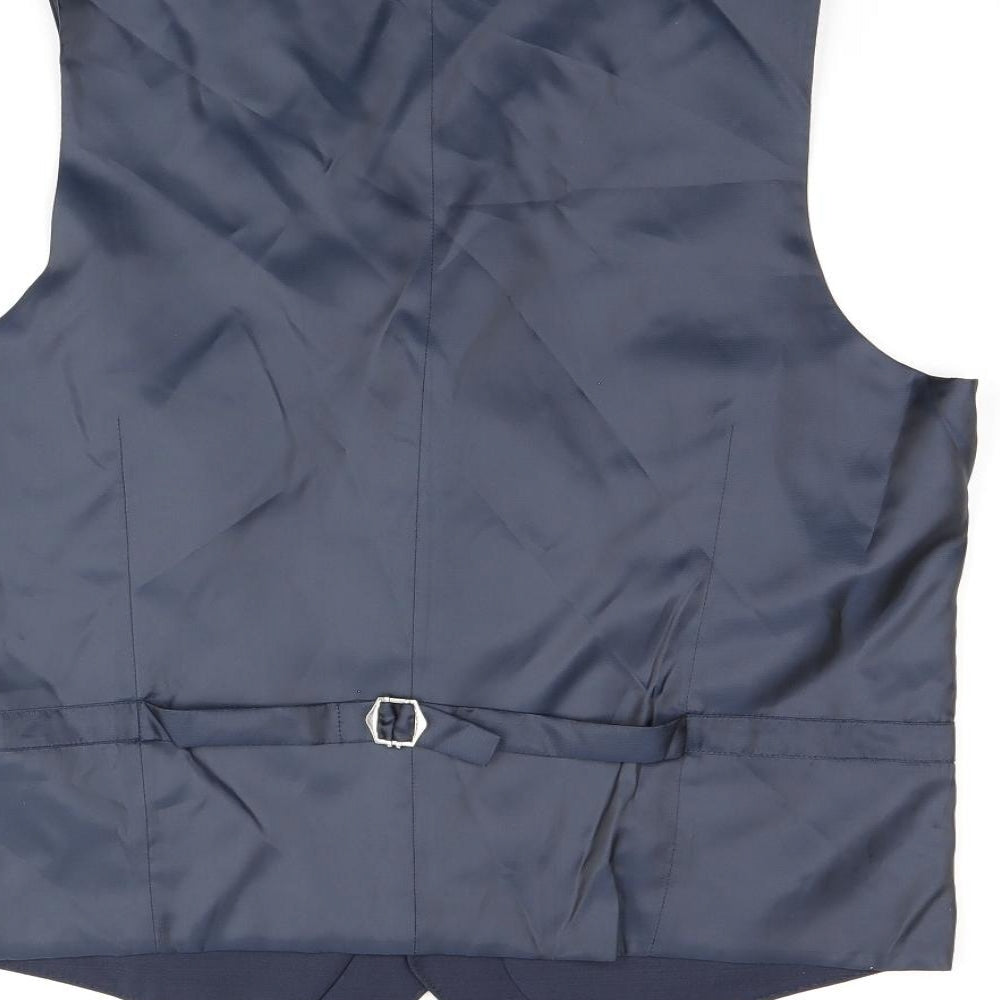 Marks and Spencer Mens Blue Wool Jacket Suit Waistcoat Size 40 Regular