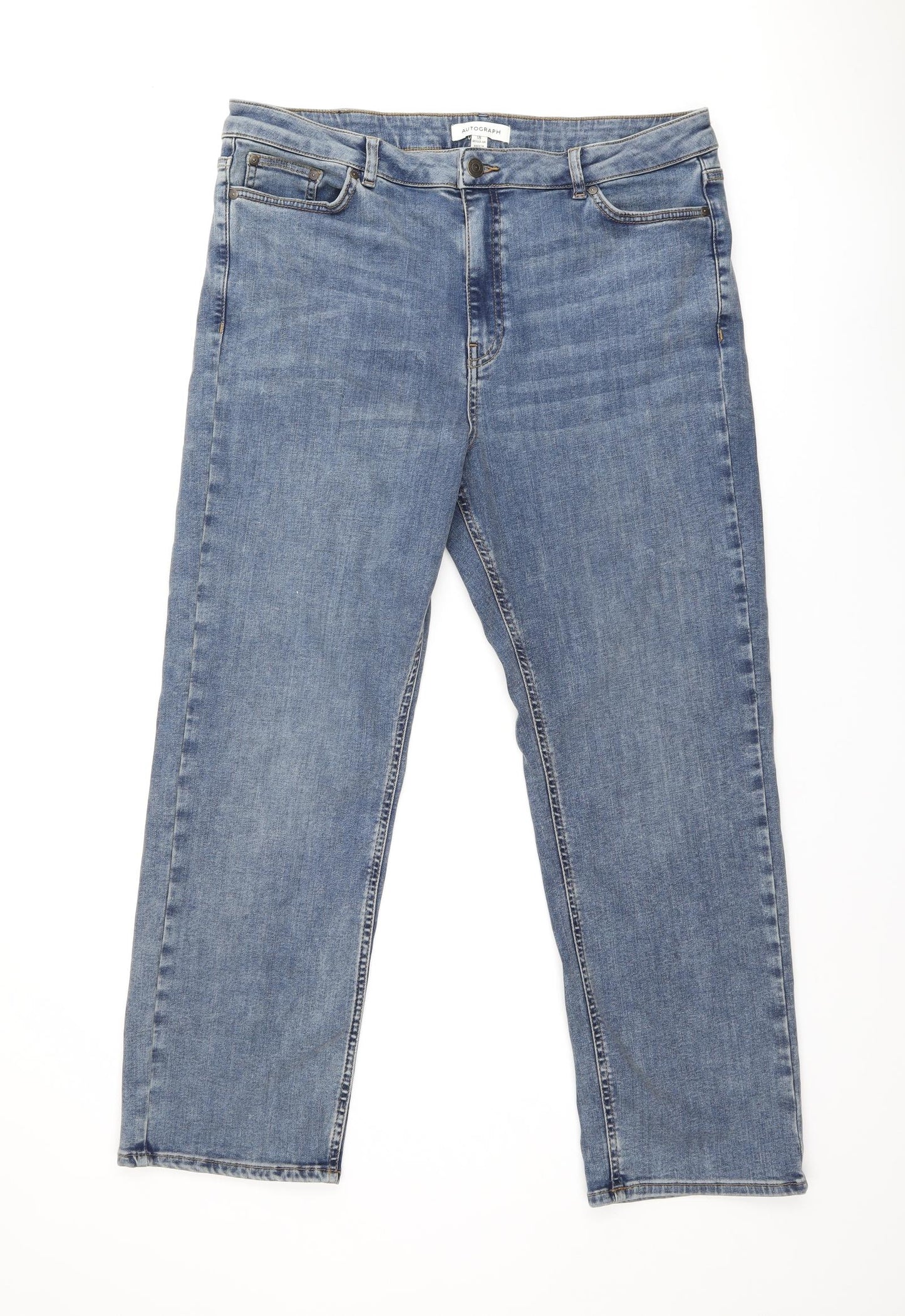 Autograph Womens Blue Cotton Skinny Jeans Size 18 L27.5 in Regular Zip