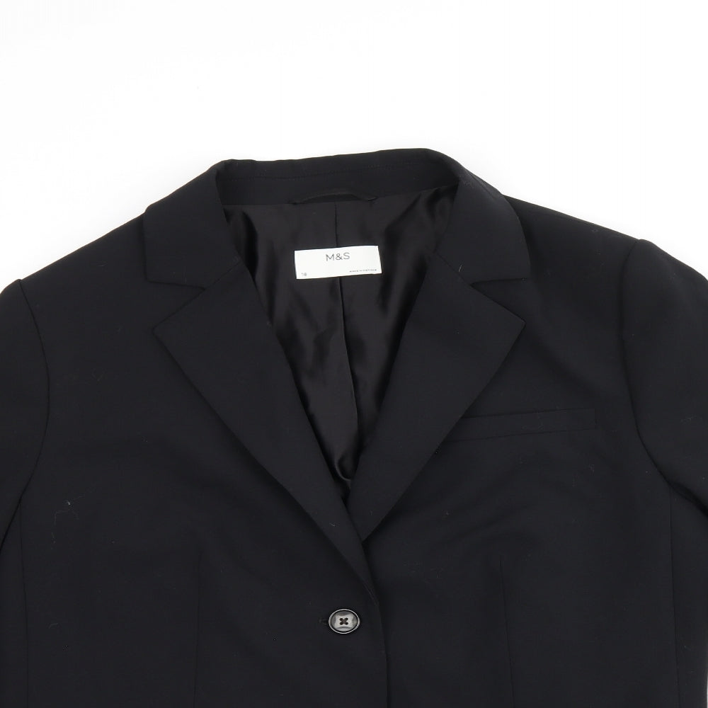 Marks and Spencer Womens Black Polyester Jacket Blazer Size 18