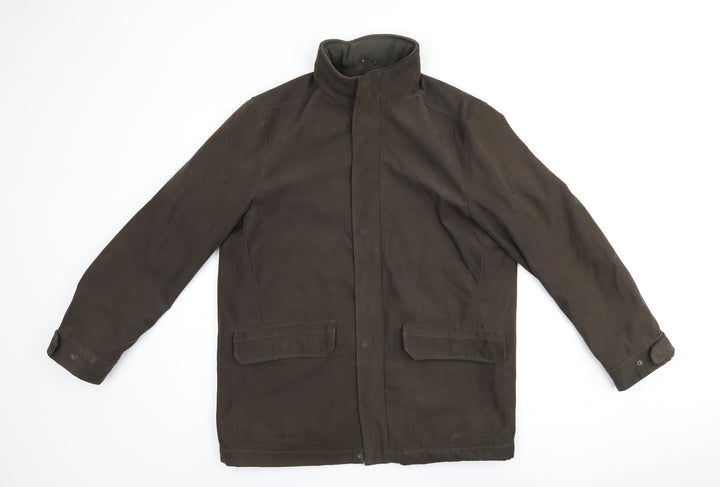 Debenhams Mens Green Overcoat Coat Size S Zip