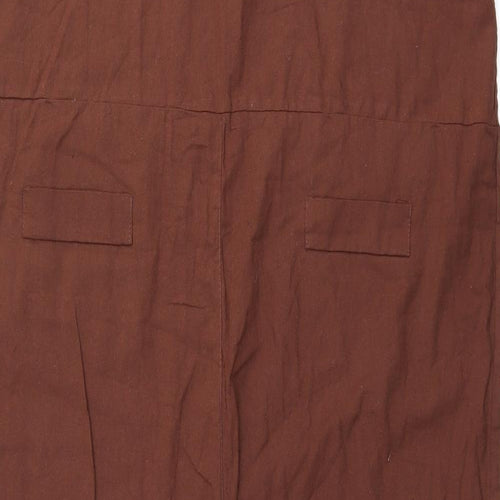 Fashion Womens Brown Cotton Jumpsuit One-Piece Size 5XL L22 in Tie