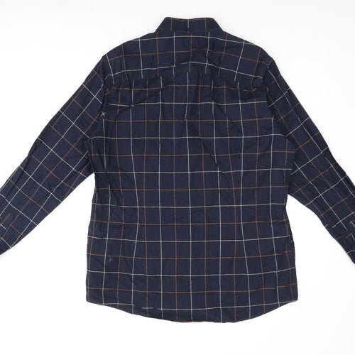 NEXT Mens Blue Geometric Cotton Button-Up Size L Collared Button