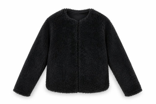 Front view of H&M women’s black jacket, size M
