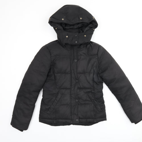 Topshop Womens Black Puffer Jacket Coat Size 6 Zip