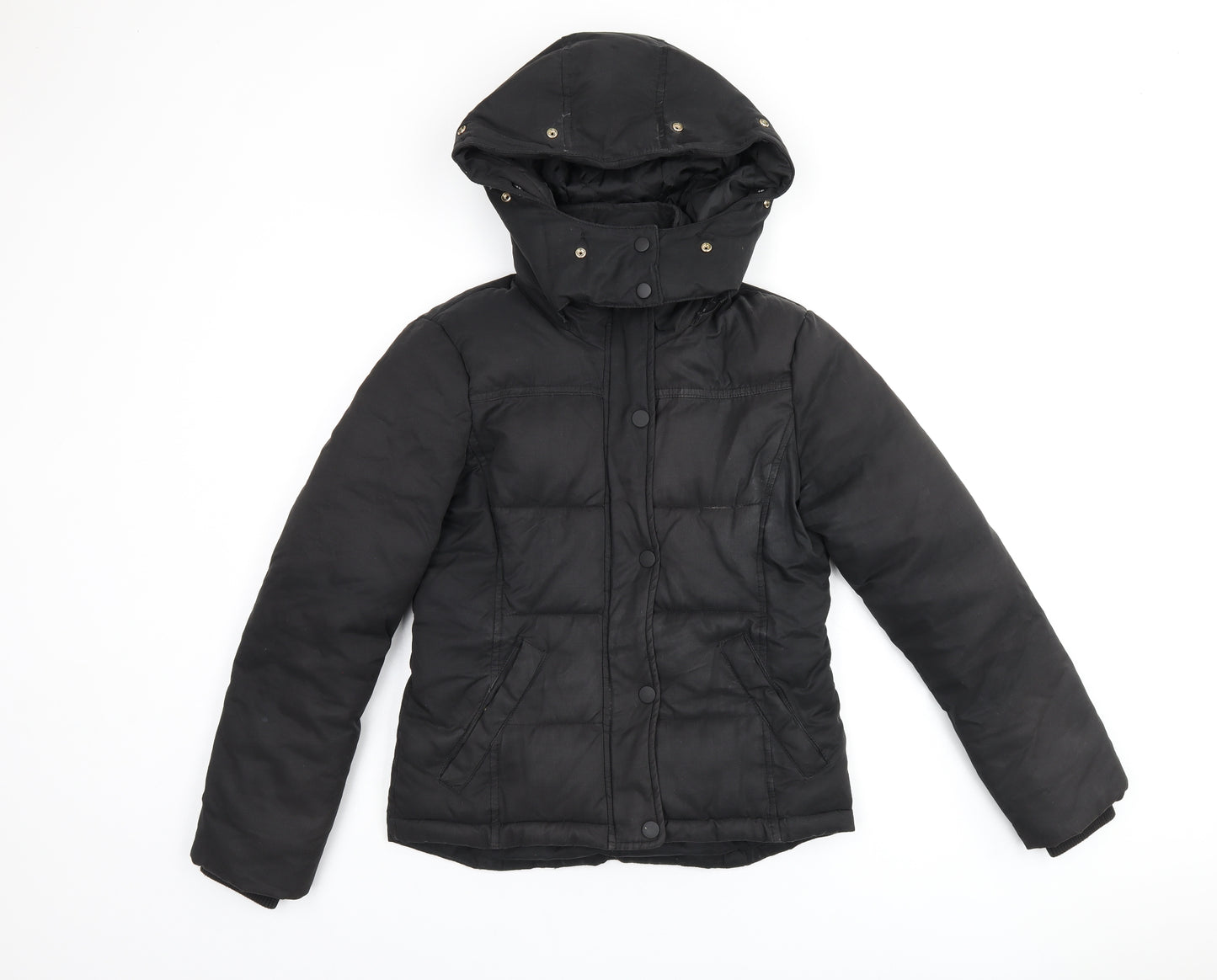 Topshop Womens Black Puffer Jacket Coat Size 6 Zip