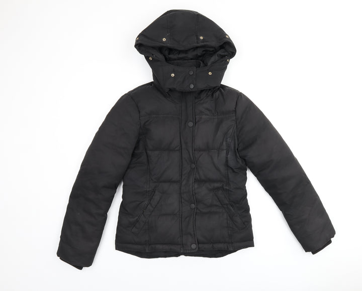 Topshop Womens Black Puffer Jacket Coat Size 6 Zip