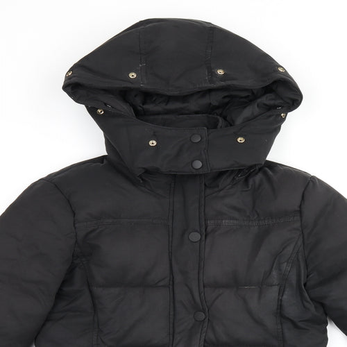 Topshop Womens Black Puffer Jacket Coat Size 6 Zip