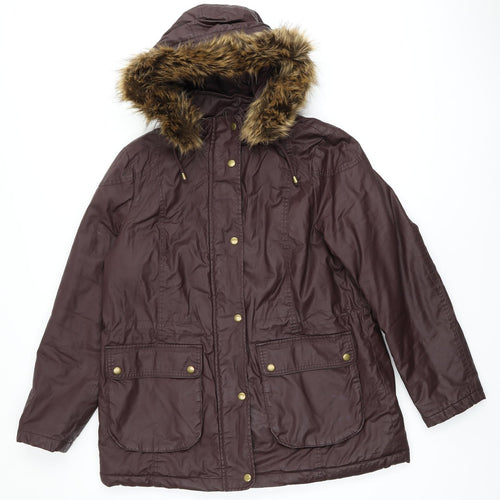 Marks and Spencer Womens Brown Parka Coat Size 16 Zip