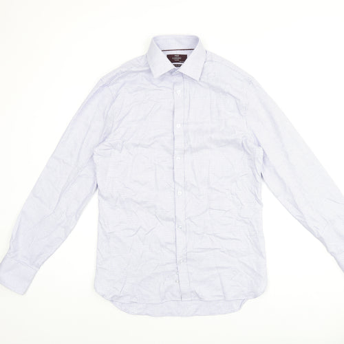 Marks and Spencer Mens Blue Polyester Dress Shirt Size 16.5 Collared Button