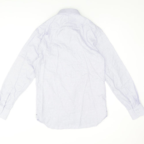 Marks and Spencer Mens Blue Polyester Dress Shirt Size 16.5 Collared Button