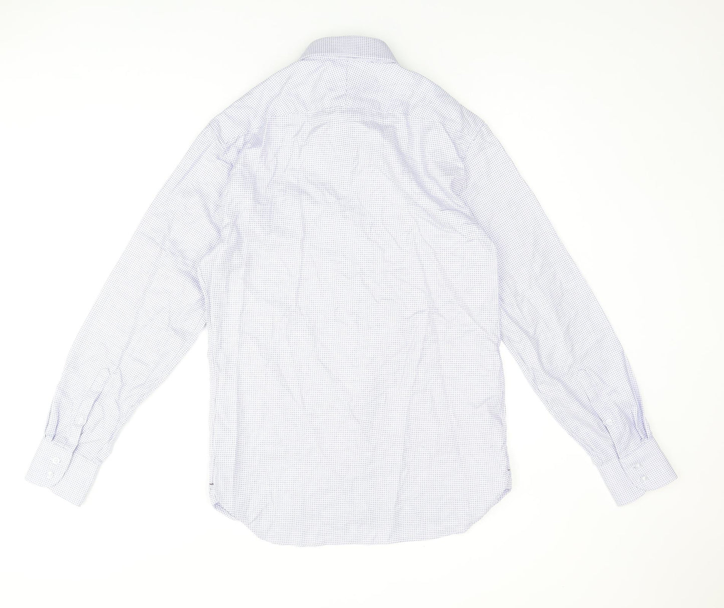 Marks and Spencer Mens Blue Polyester Dress Shirt Size 16.5 Collared Button
