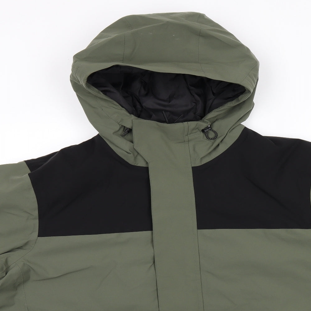 Marks and Spencer Mens Green Rain Coat Coat Size M Zip