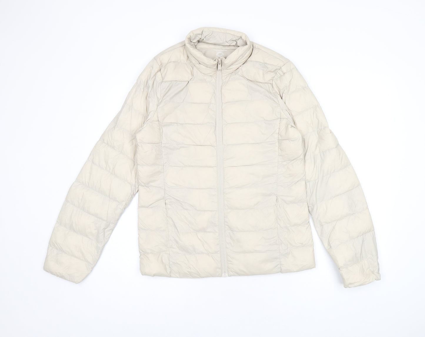 Marks and Spencer Womens Beige Puffer Jacket Coat Size 8 Zip
