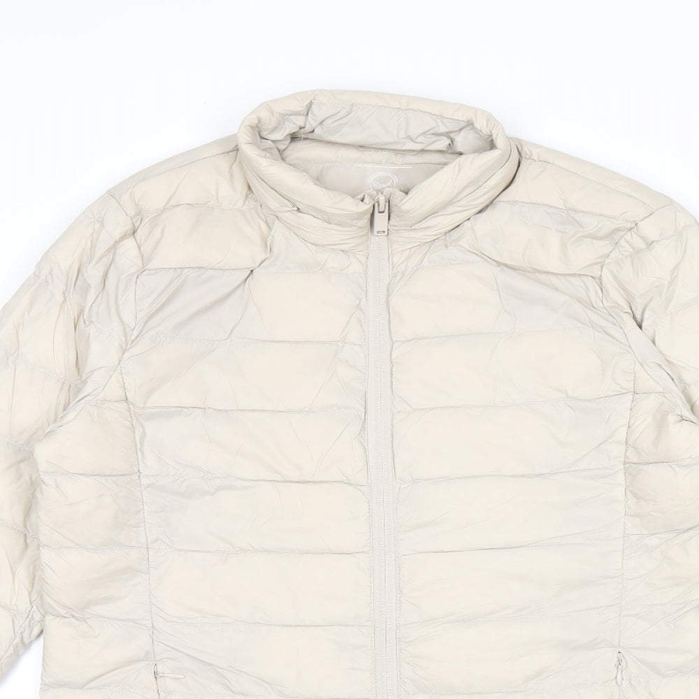 Marks and Spencer Womens Beige Puffer Jacket Coat Size 8 Zip