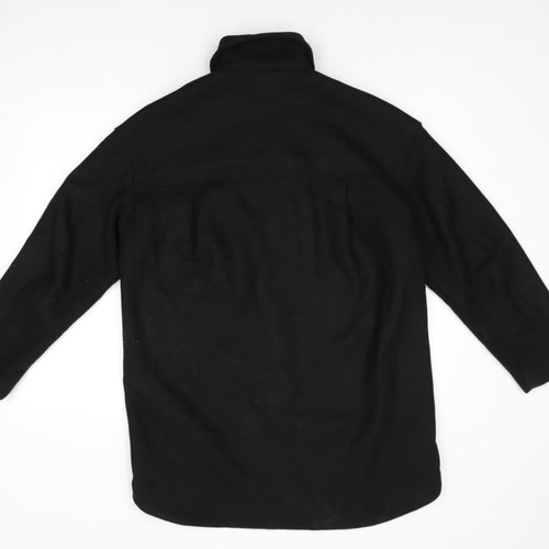 H&M Womens Black Overcoat Coat Size XS Button
