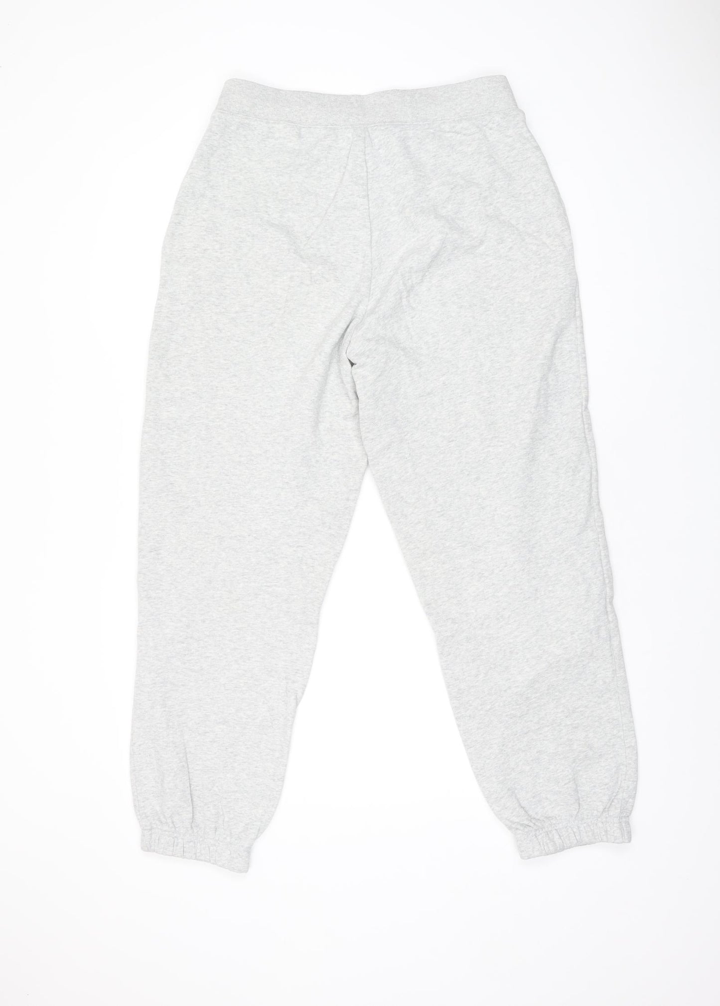 Marks and Spencer Womens Grey Cotton Jogger Trousers Size 12 L28 in Regular Drawstring