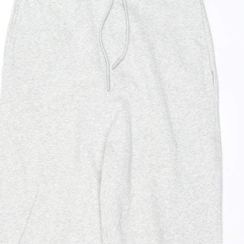 Marks and Spencer Womens Grey Cotton Jogger Trousers Size 12 L28 in Regular Drawstring