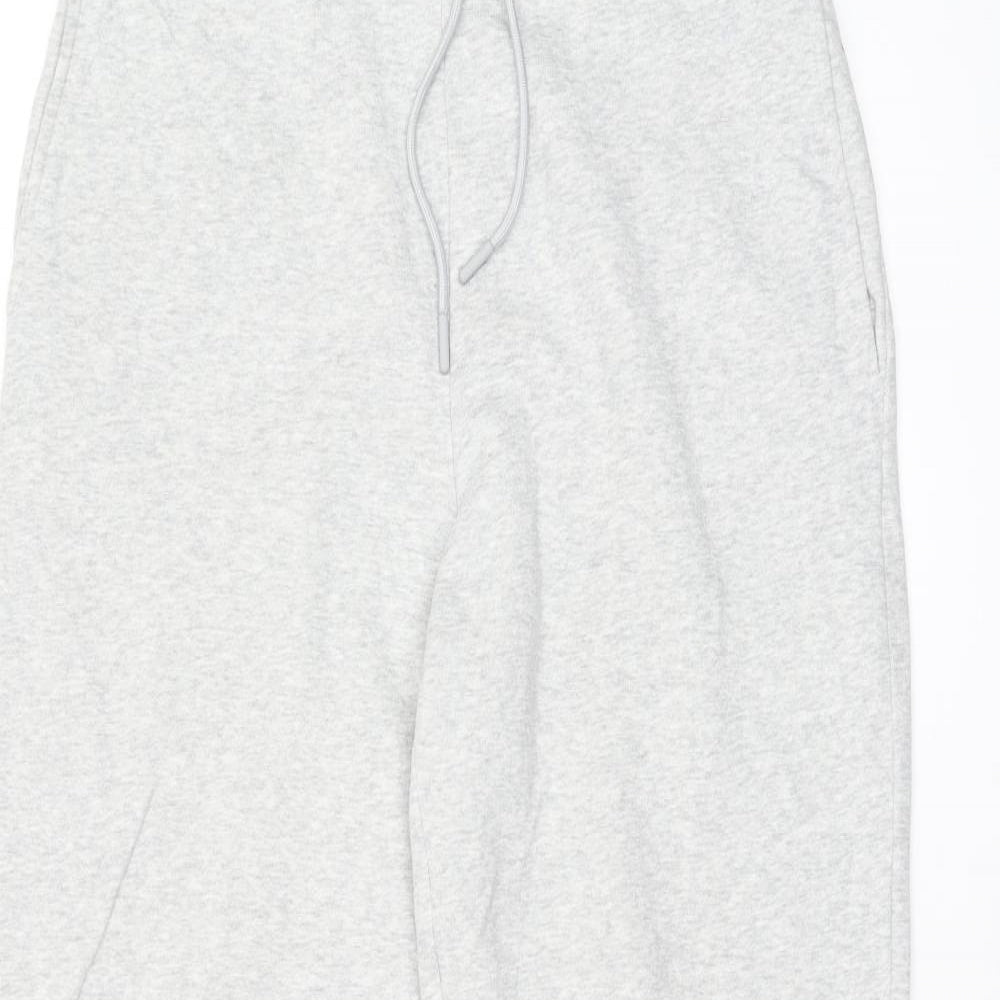 Marks and Spencer Womens Grey Cotton Jogger Trousers Size 12 L28 in Regular Drawstring