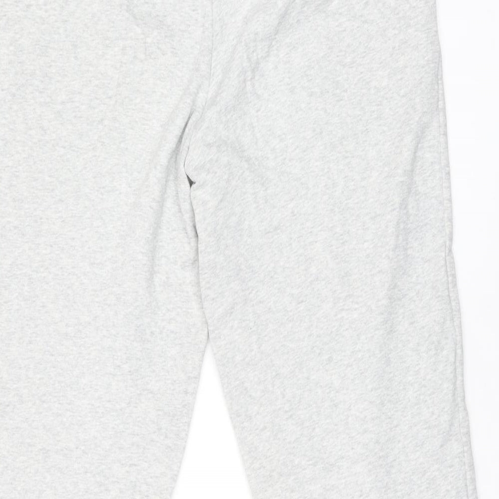 Marks and Spencer Womens Grey Cotton Jogger Trousers Size 12 L28 in Regular Drawstring