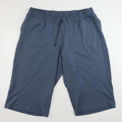 Marks and Spencer Womens Blue Viscose Jogger Trousers Size 22 L22 in Regular Drawstring - Cropped