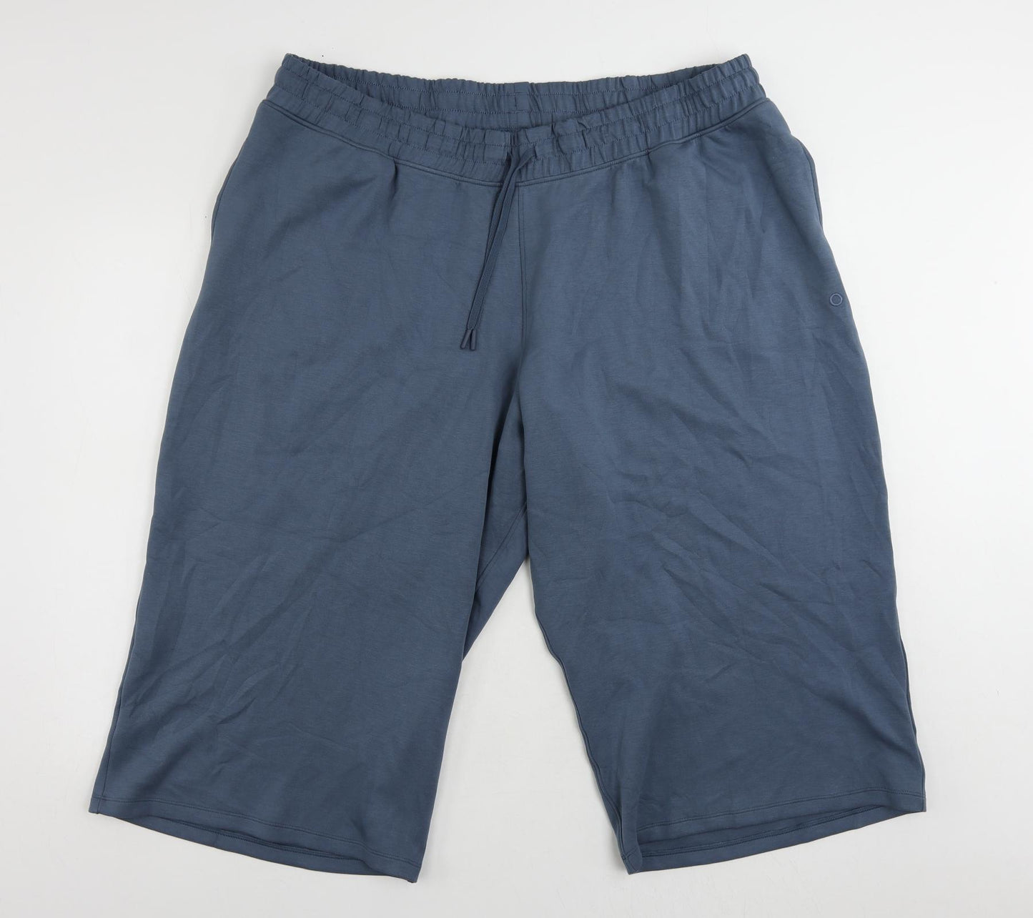 Marks and Spencer Womens Blue Viscose Jogger Trousers Size 22 L22 in Regular Drawstring - Cropped
