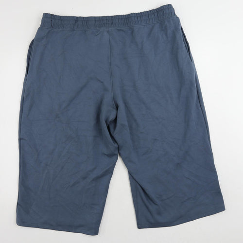 Marks and Spencer Womens Blue Viscose Jogger Trousers Size 22 L22 in Regular Drawstring - Cropped