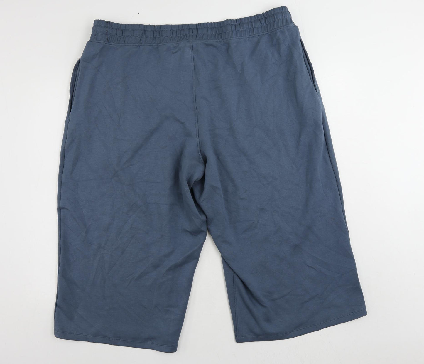 Marks and Spencer Womens Blue Viscose Jogger Trousers Size 22 L22 in Regular Drawstring - Cropped