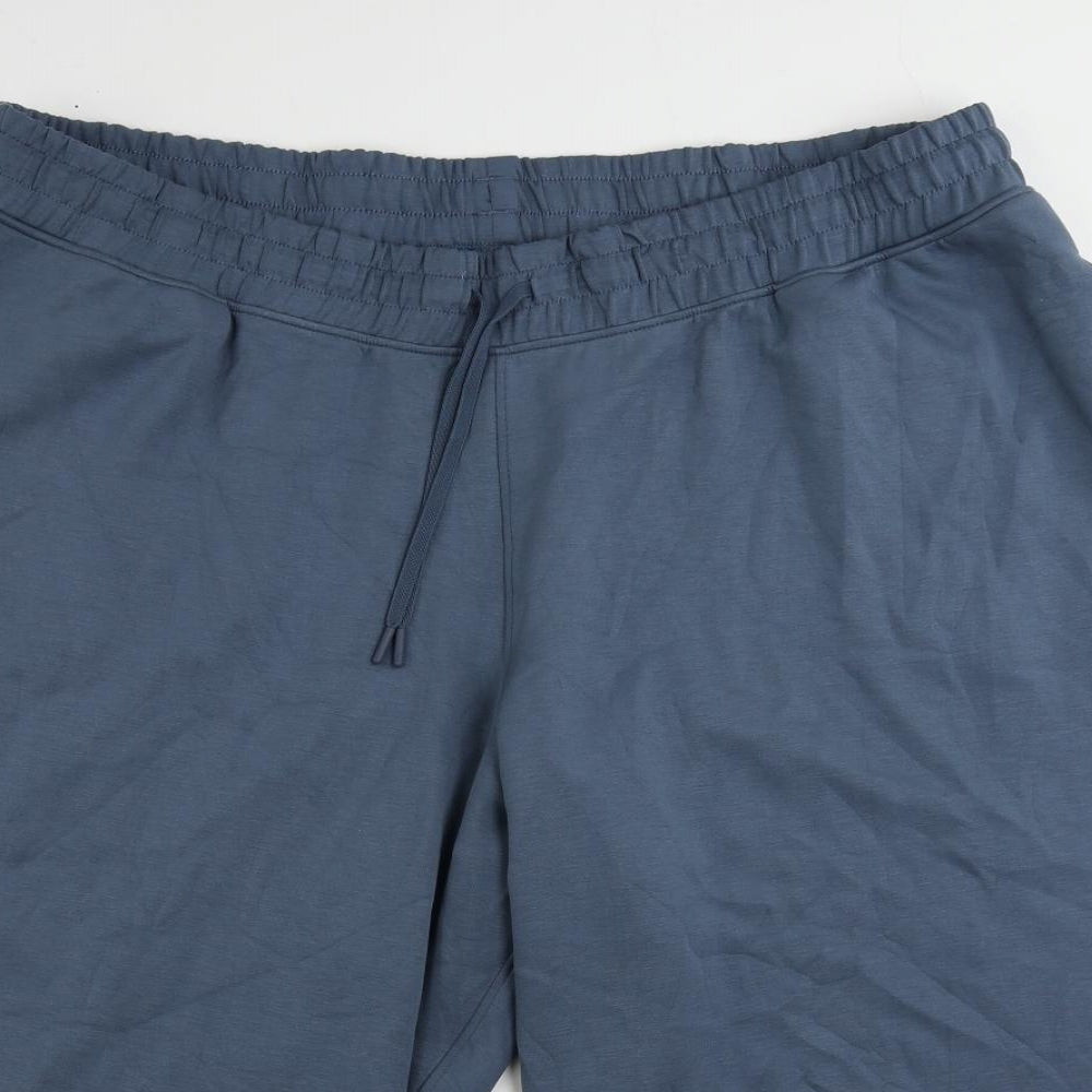 Marks and Spencer Womens Blue Viscose Jogger Trousers Size 22 L22 in Regular Drawstring - Cropped