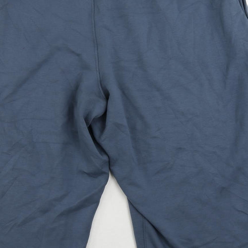 Marks and Spencer Womens Blue Viscose Jogger Trousers Size 22 L22 in Regular Drawstring - Cropped