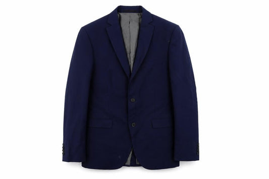 Front view of Next men’s blue polyester jacket suit jacket, size 40, regular
