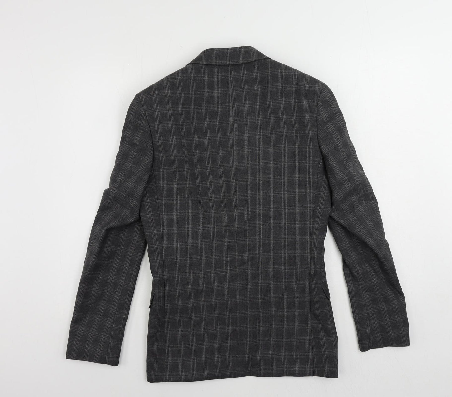 Limehaus Mens Grey Plaid Polyester Jacket Suit Jacket Size 34 Regular