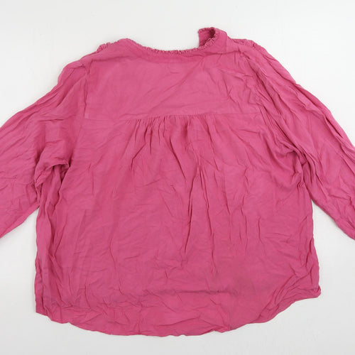Marks and Spencer Womens Pink Viscose Basic Blouse Size 16 V-Neck
