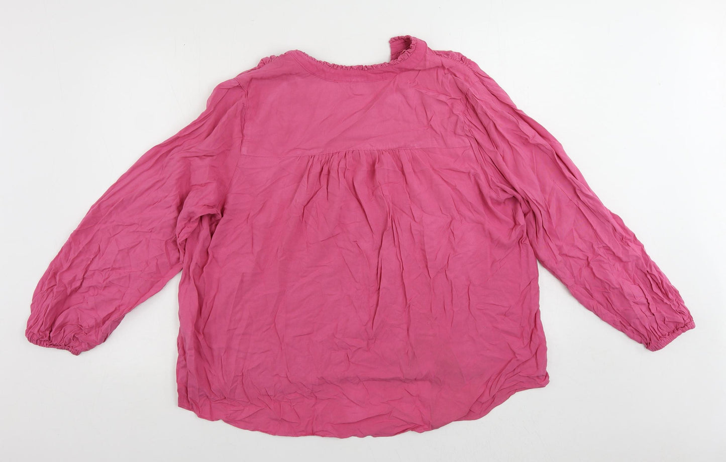 Marks and Spencer Womens Pink Viscose Basic Blouse Size 16 V-Neck