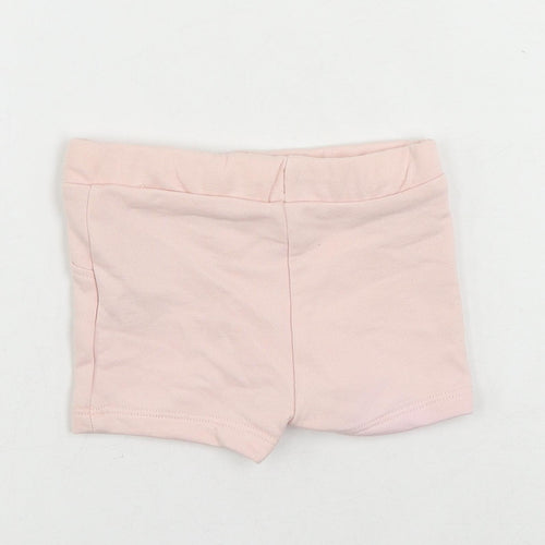 Marks and Spencer Baby Pink Cotton Jogger Trousers Size 0-3 Months Drawstring - Cropped