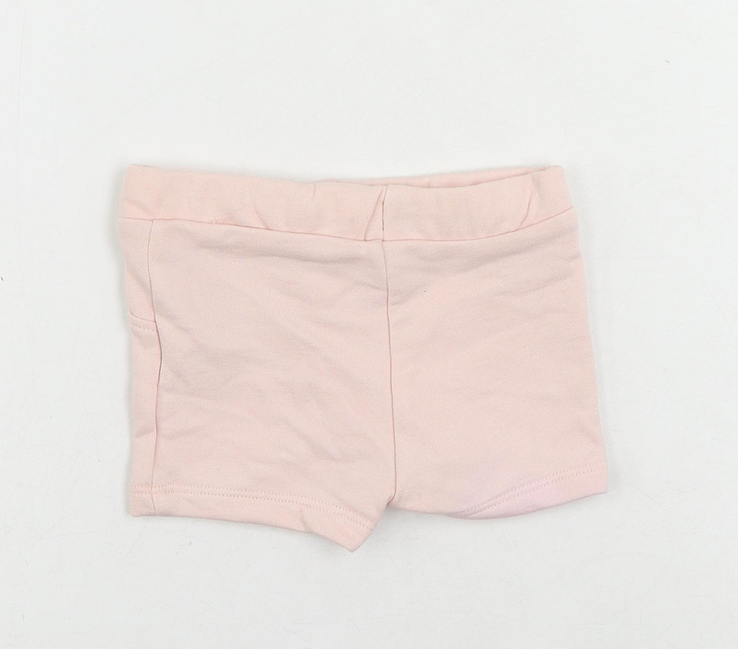 Marks and Spencer Baby Pink Cotton Jogger Trousers Size 0-3 Months Drawstring - Cropped