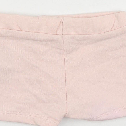 Marks and Spencer Baby Pink Cotton Jogger Trousers Size 0-3 Months Drawstring - Cropped