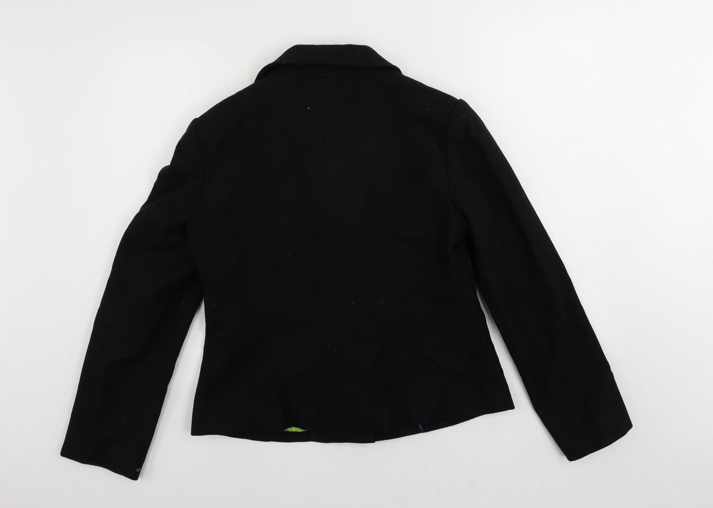 Boden Womens Black Jacket Blazer Size 14 Snap - Ruffle