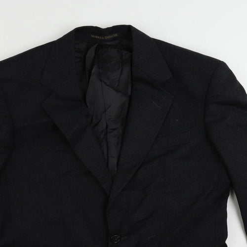St Michael Mens Black Wool Jacket Suit Jacket Size 38 Regular