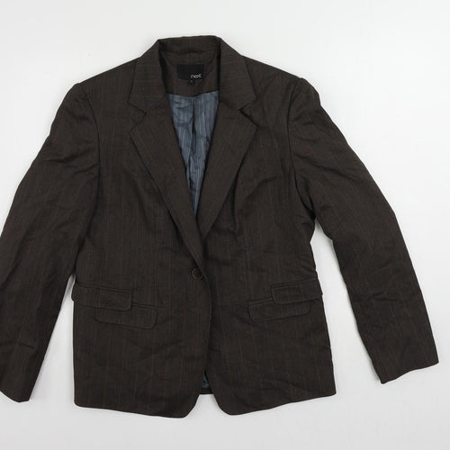 NEXT Womens Brown Striped Jacket Blazer Size 16 Button