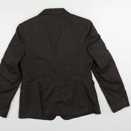 NEXT Womens Brown Striped Jacket Blazer Size 16 Button