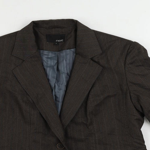 NEXT Womens Brown Striped Jacket Blazer Size 16 Button